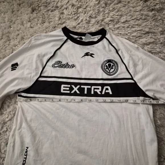 ☆5/$15☆H&M Divided “EXTRA” Racing Long Sleeve Shirt | White & Black | XS - Picture 6 of 16